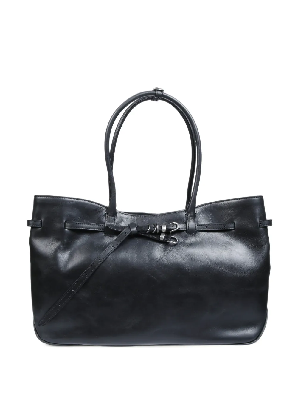 Marge Sherwood large Grandma buckle-strap tote bag Zwart