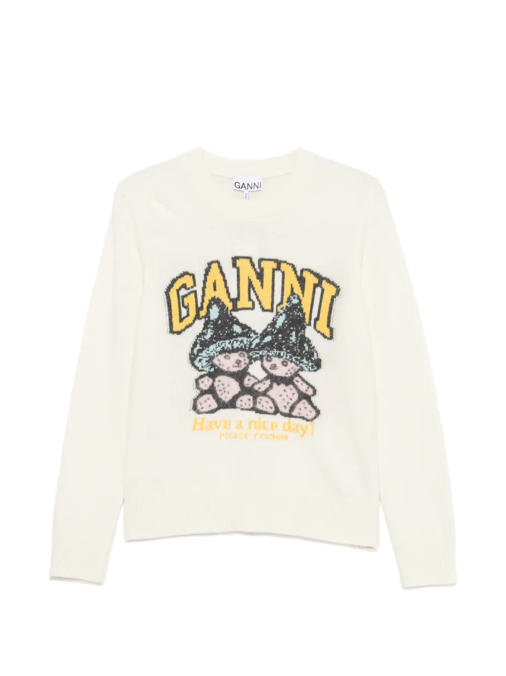 GANNI Pullover mit grafischer Intarsie - Nude