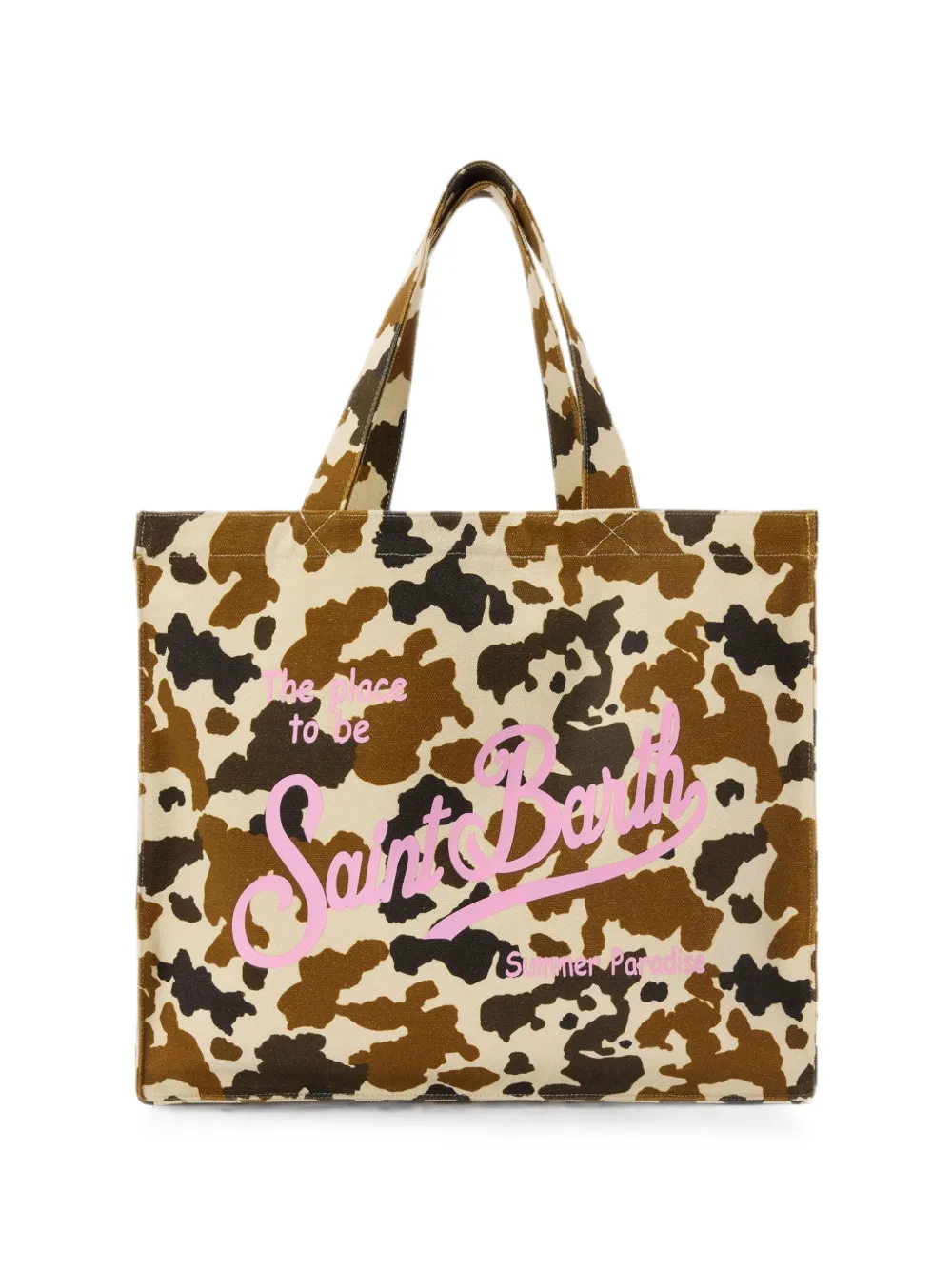 MC2 Saint Barth Essential shopper met koeienprint Beige
