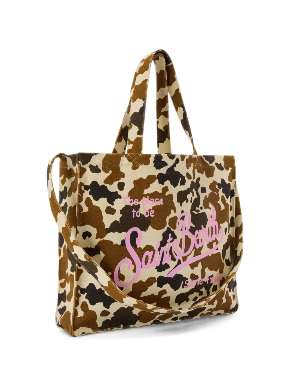MC2 Saint Barth Essential shopper met koeienprint Beige