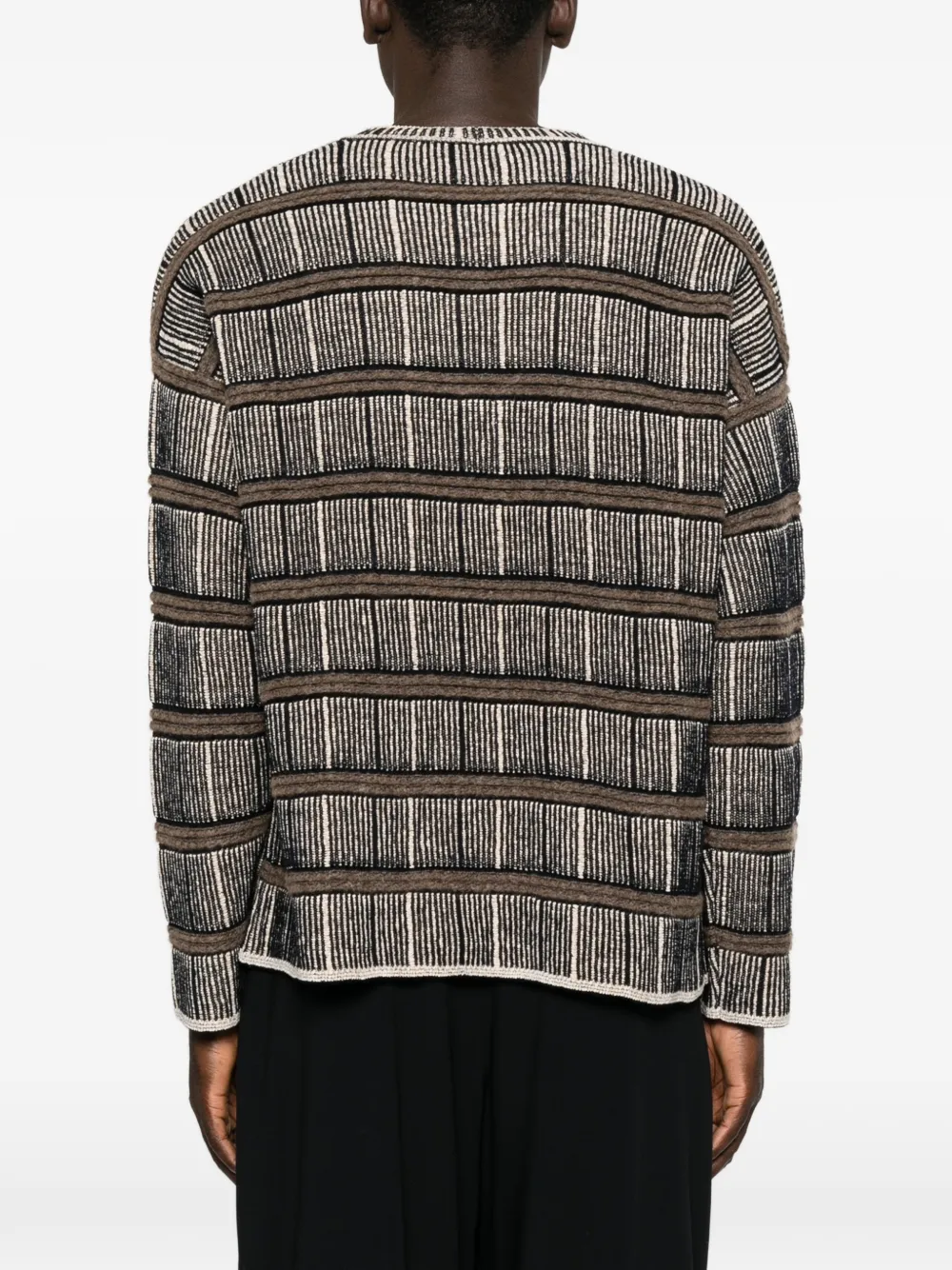 Giorgio Armani Gestreepte gebreide trui met jacquard Beige