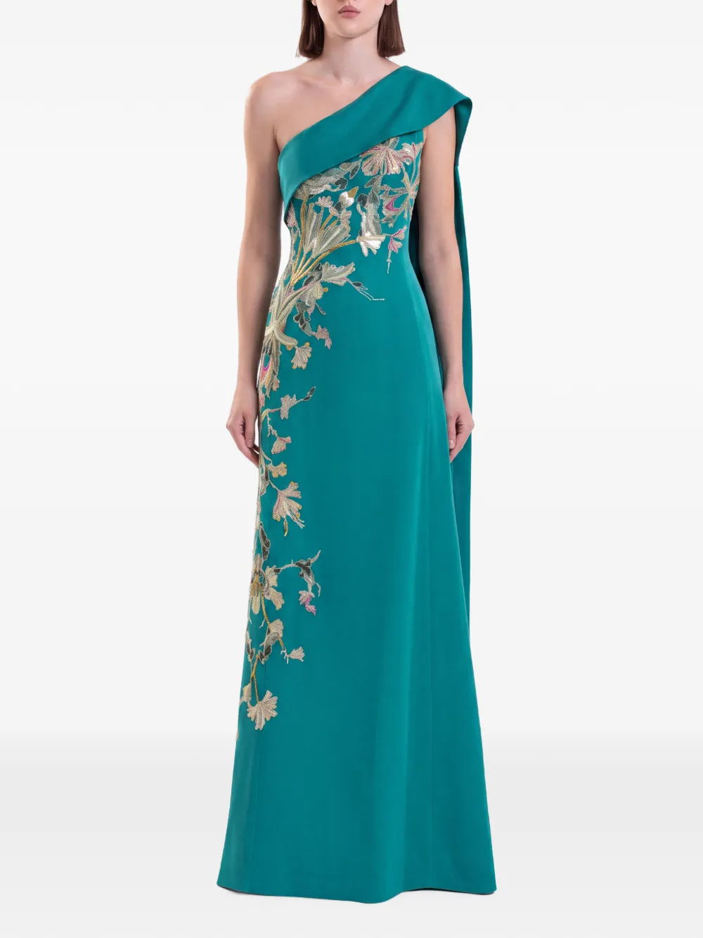 Saiid Kobeisy one-shoulder embroidered evening dress Blauw