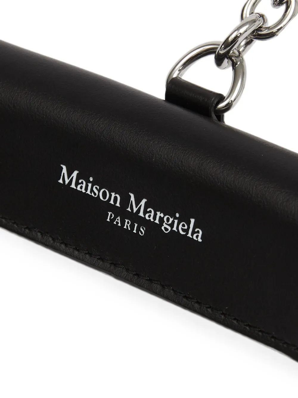 Maison Margiela Leren lippenstifthouder met logoprint Zwart