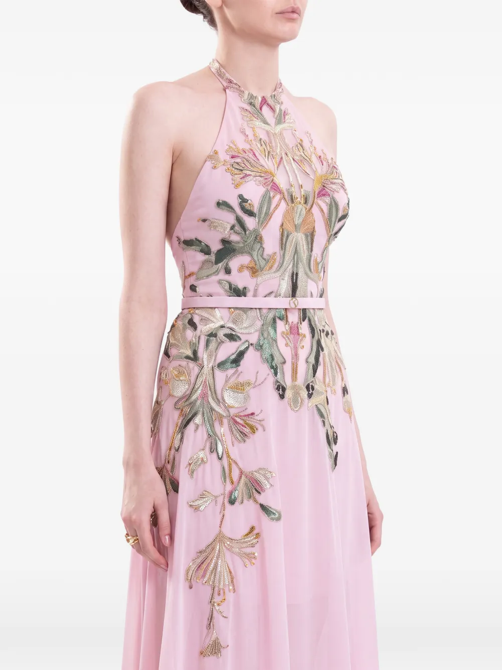 Saiid Kobeisy embroidered maxi evening dress Roze