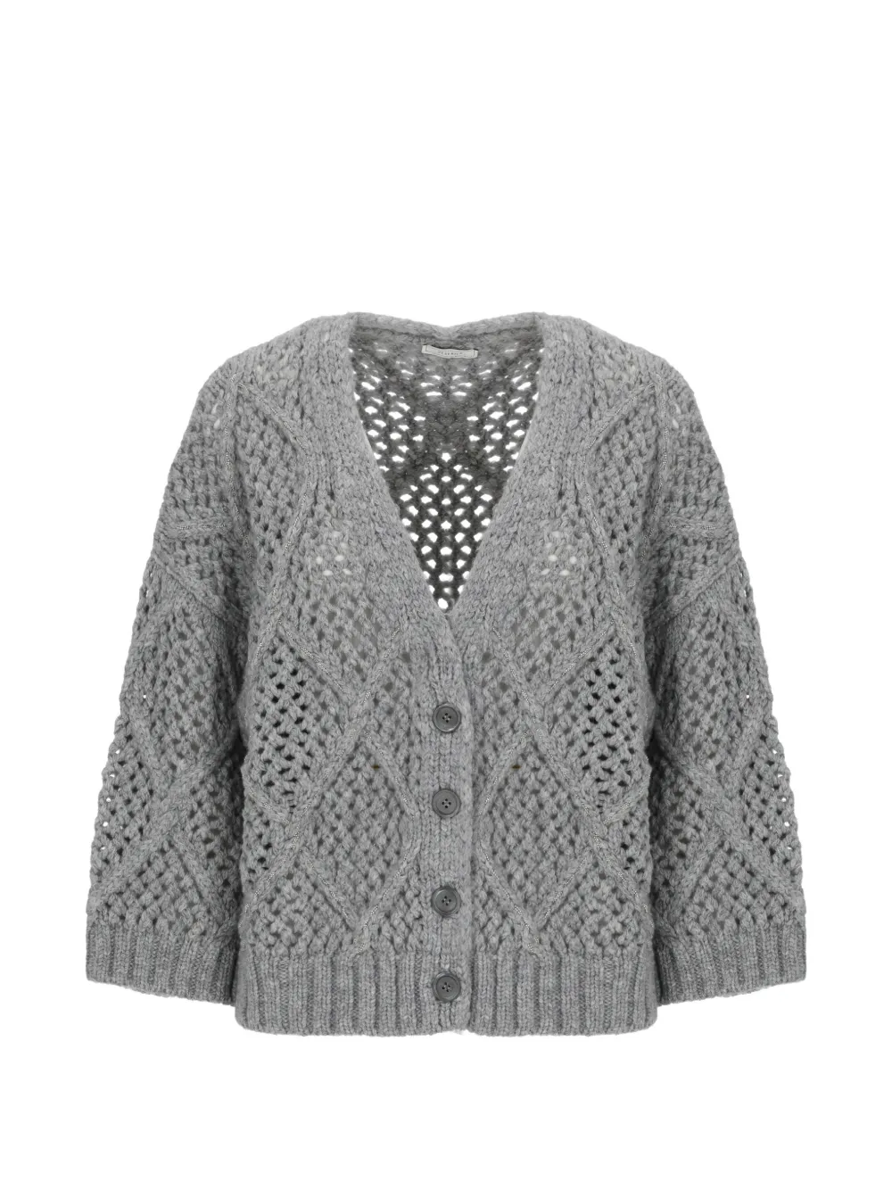Peserico perforated-knit bead-embellished sweater - Grigio