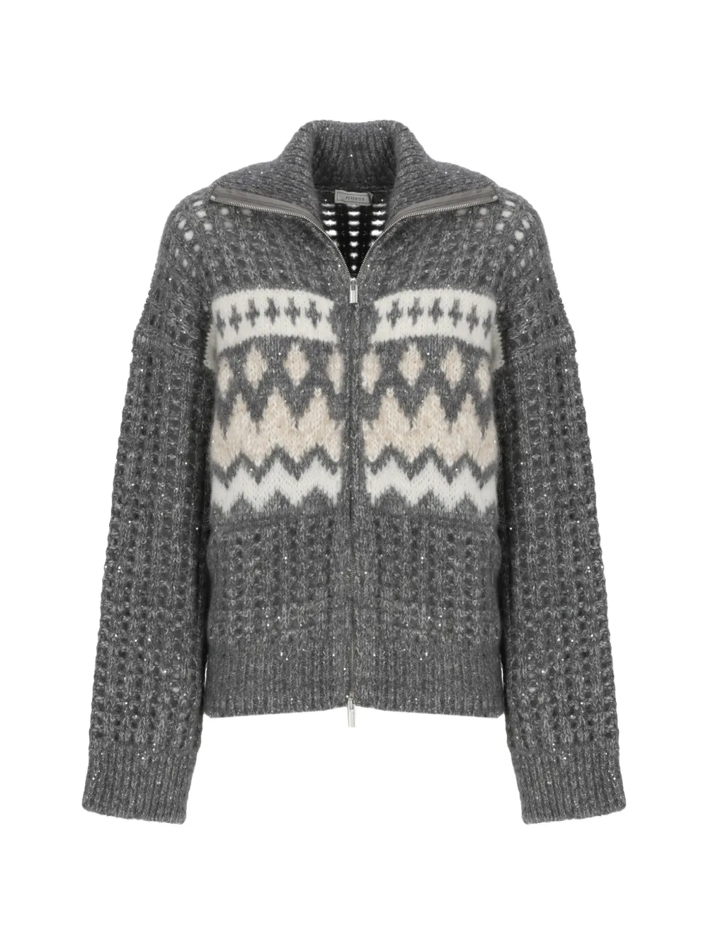 Peserico sequin-embellished perforated sweater - Grau
