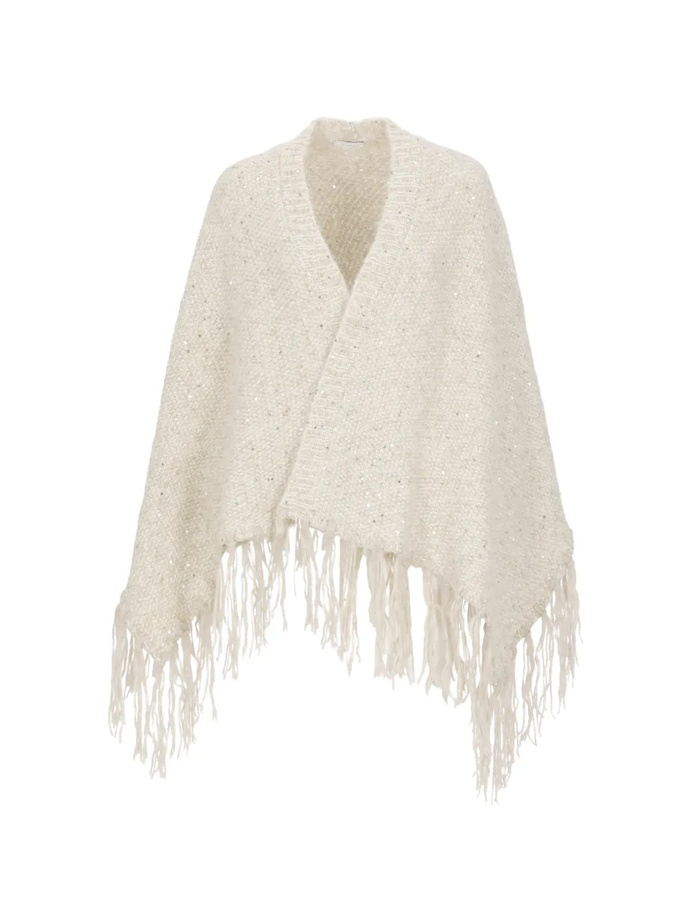 Peserico sequin-embellished fringed cape - Weiß