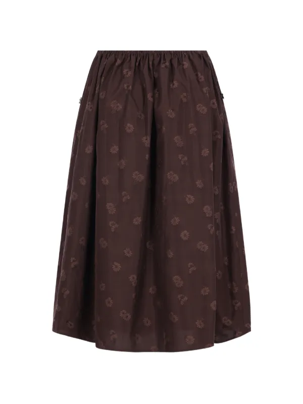 Cecilie Bahnsen Floral-jacquard Drawstring Skirt in Brown