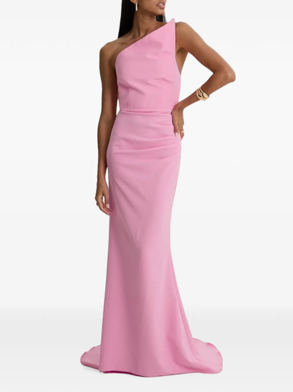 MOOS STUDIO Rose Triangle asymmetrische maxi-jurk Roze