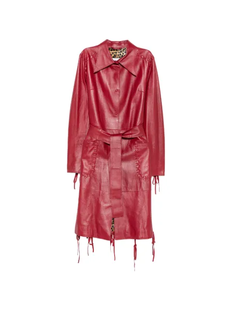 Dolce & Gabbana Pre-Owned 2000s belted whipstitch-trim coat