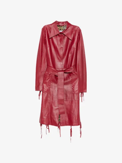 Dolce & Gabbana Pre-Owned 2000s belted whipstitch-trim coat
