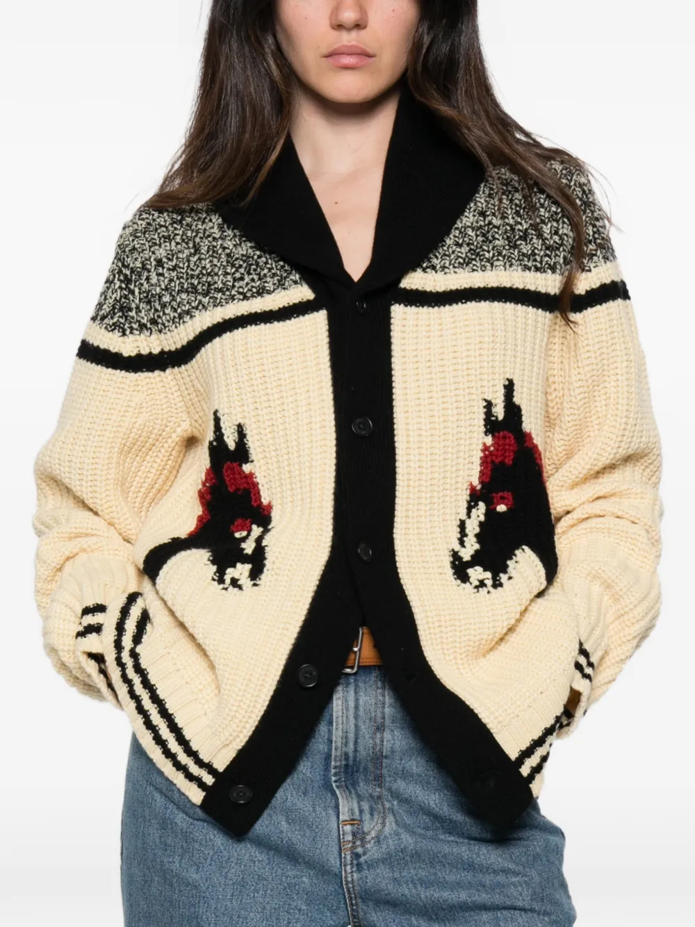 Guest In Residence Rodeo intarsiagebreid vest Beige