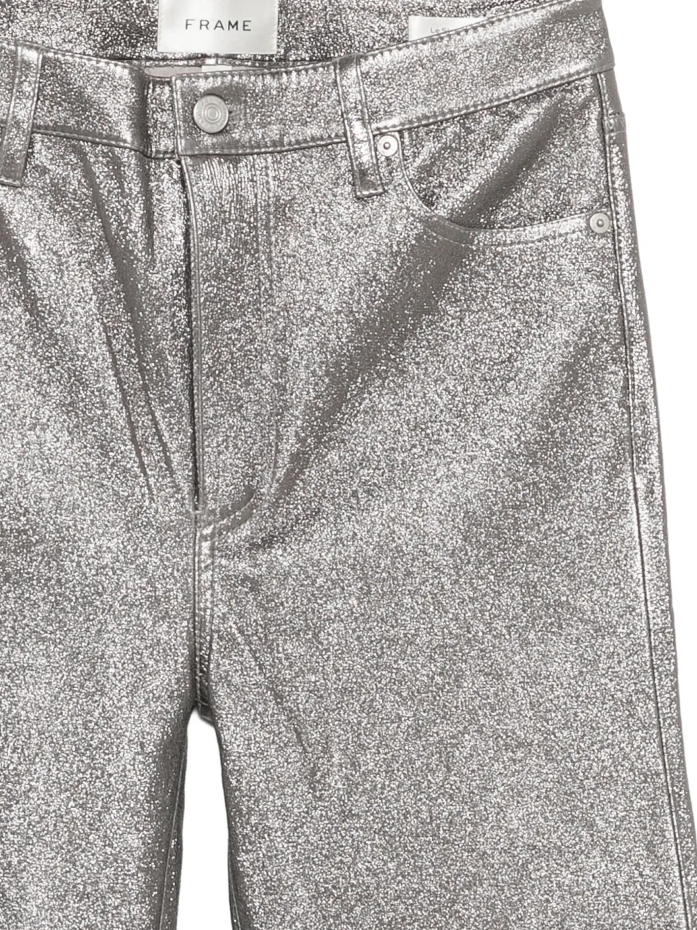 FRAME Le Sleek metallic leren broek Zilver