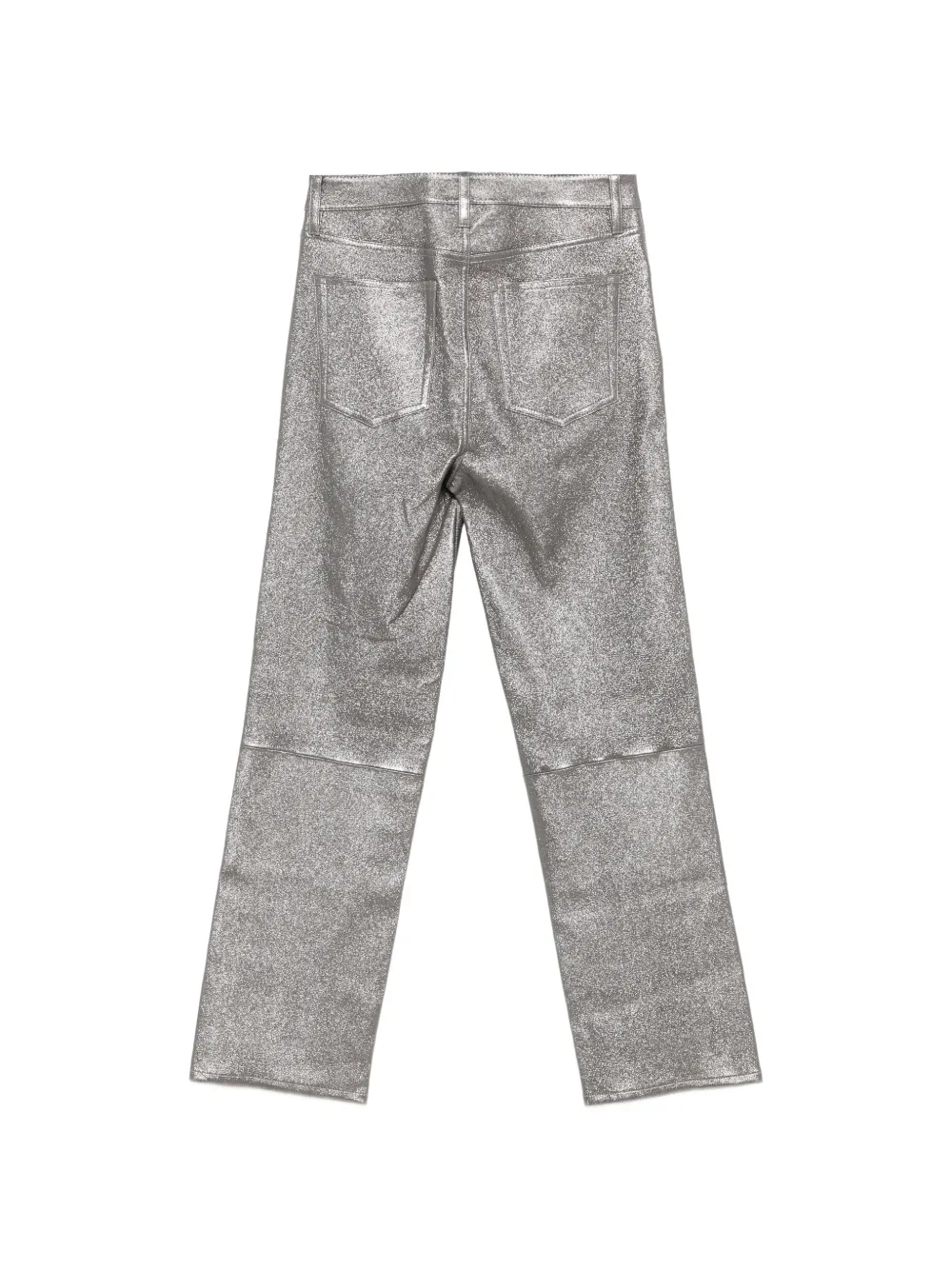 FRAME Le Sleek metallic leren broek Zilver