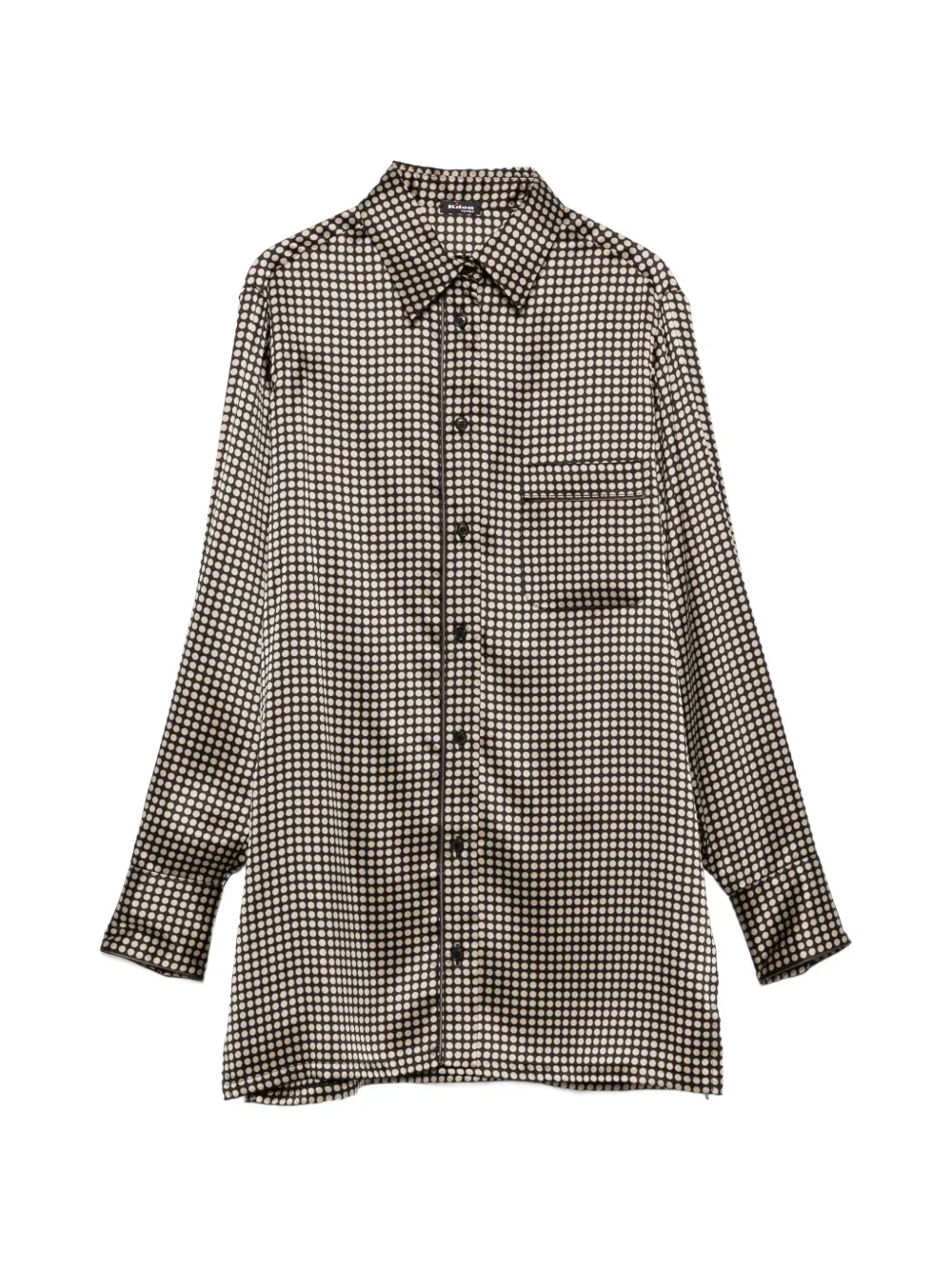 Kiton polka-dot-print chest-pocket shirt - Black