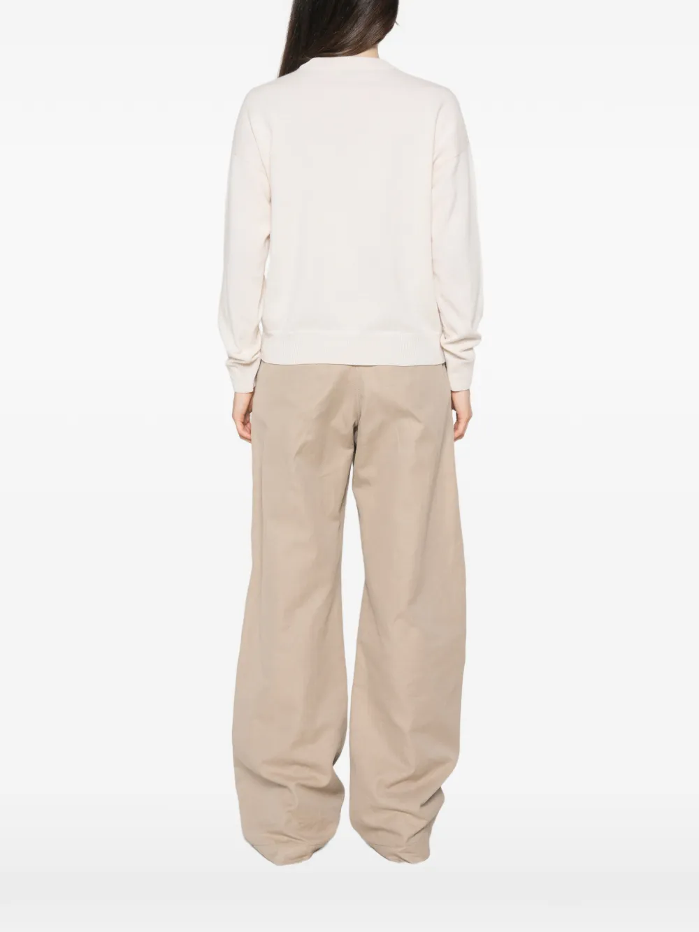 Peserico Trui met lange mouwen en kettingafwerking Beige