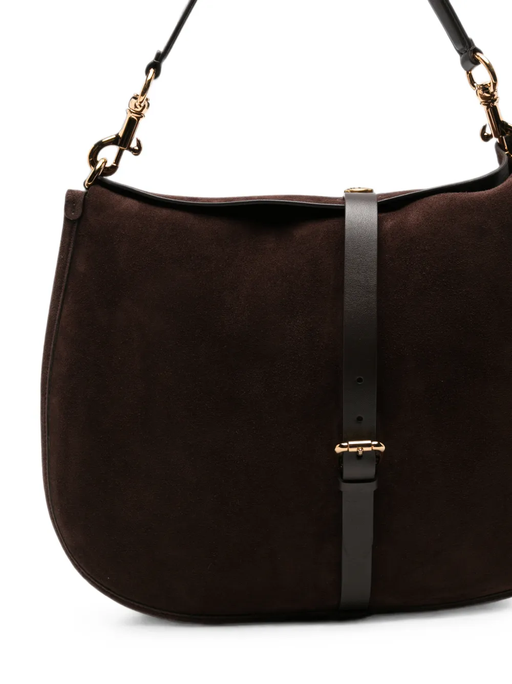ETRO Extra grote suède schoudertas met gespdetail Bruin
