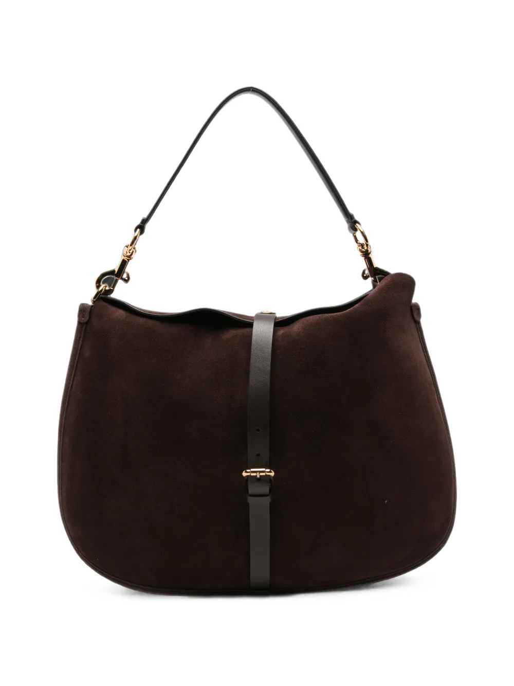 ETRO Extra große Schultertasche aus Wildleder mit Schnalle - Braun