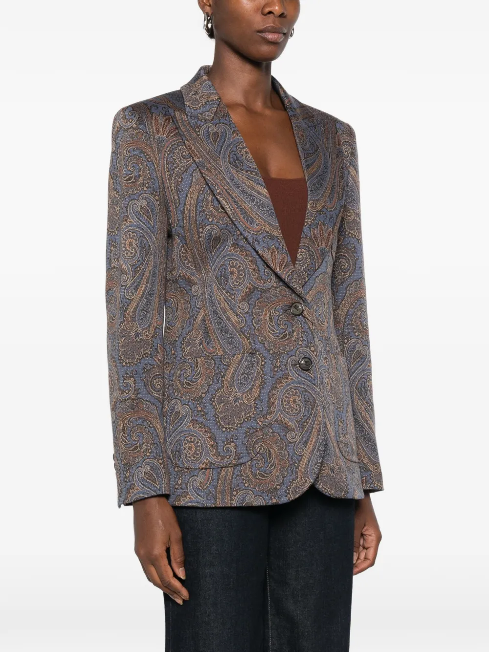 ETRO Jack met paisley-print en puntige revers Blauw