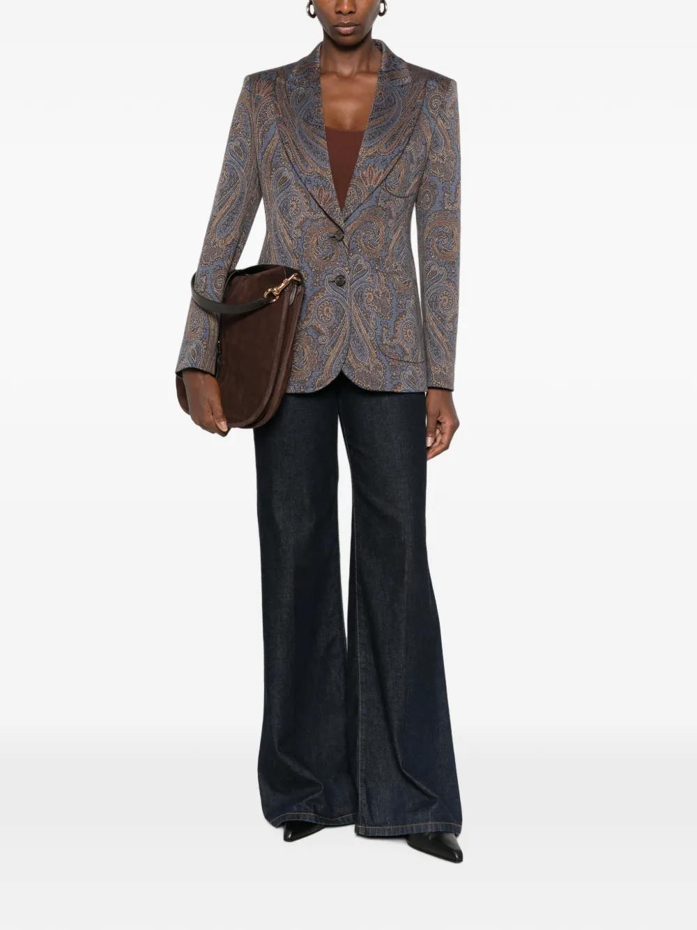 ETRO Jack met paisley-print en puntige revers Blauw