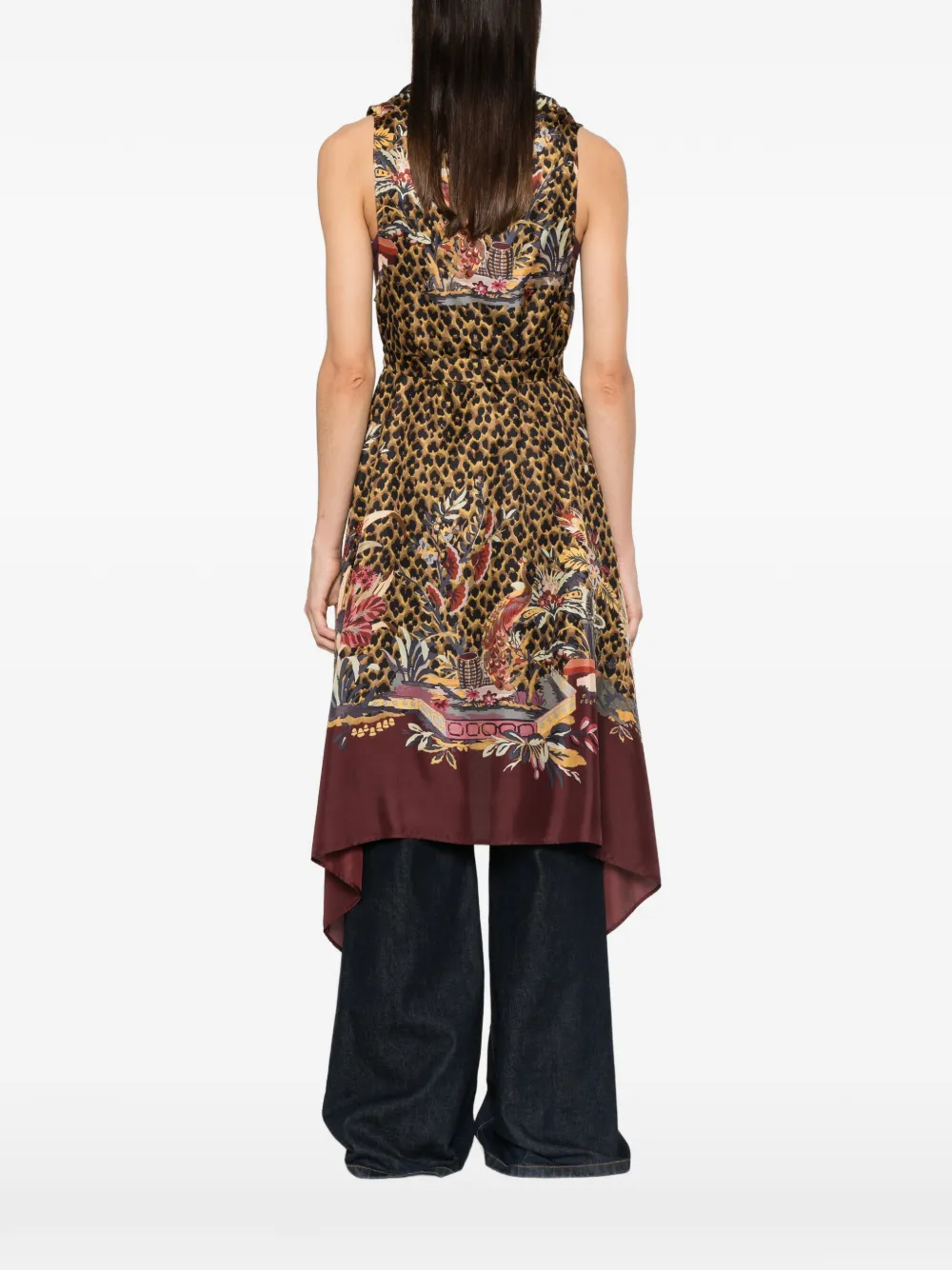 ETRO leopard-print asymmetric gilet Rood