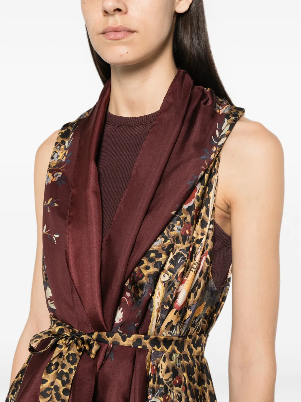 ETRO leopard-print asymmetric gilet Rood