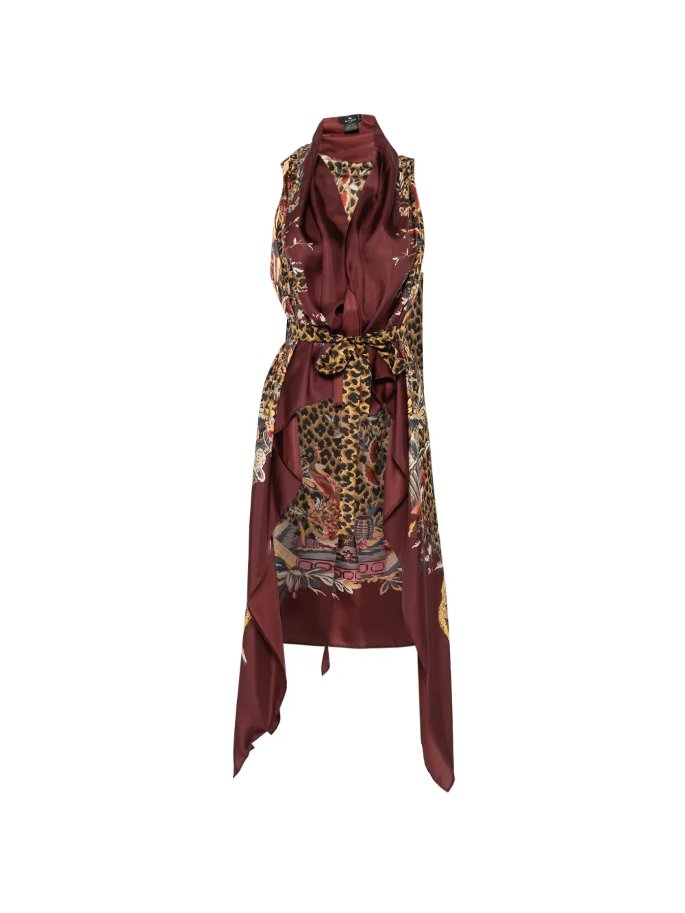 ETRO leopard-print asymmetric gilet - Red