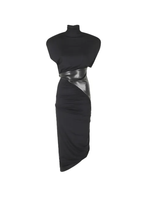 THE ANDAMANE ruched faux-leather panel asymmetric dress
