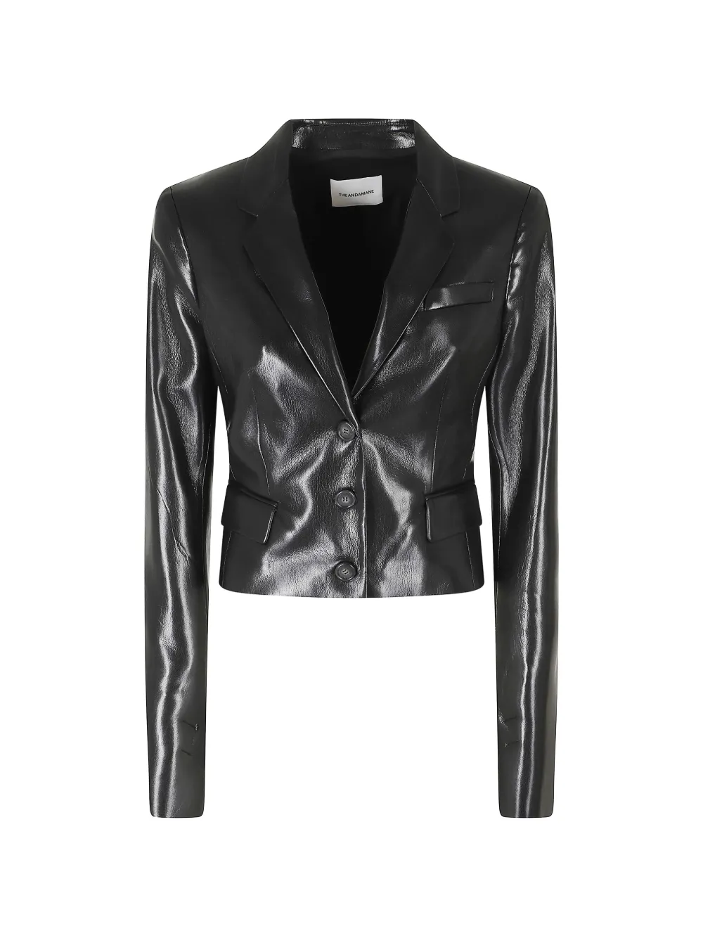 THE ANDAMANE glossy-finish cropped jacket - Nero