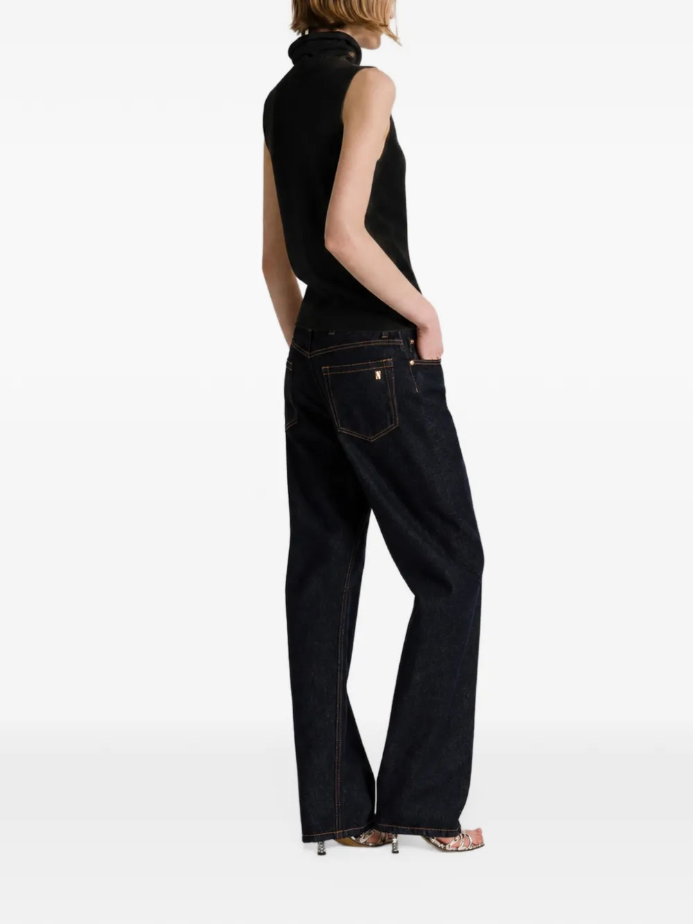 Alberta Ferretti Verfraaide top met hoge hals Zwart