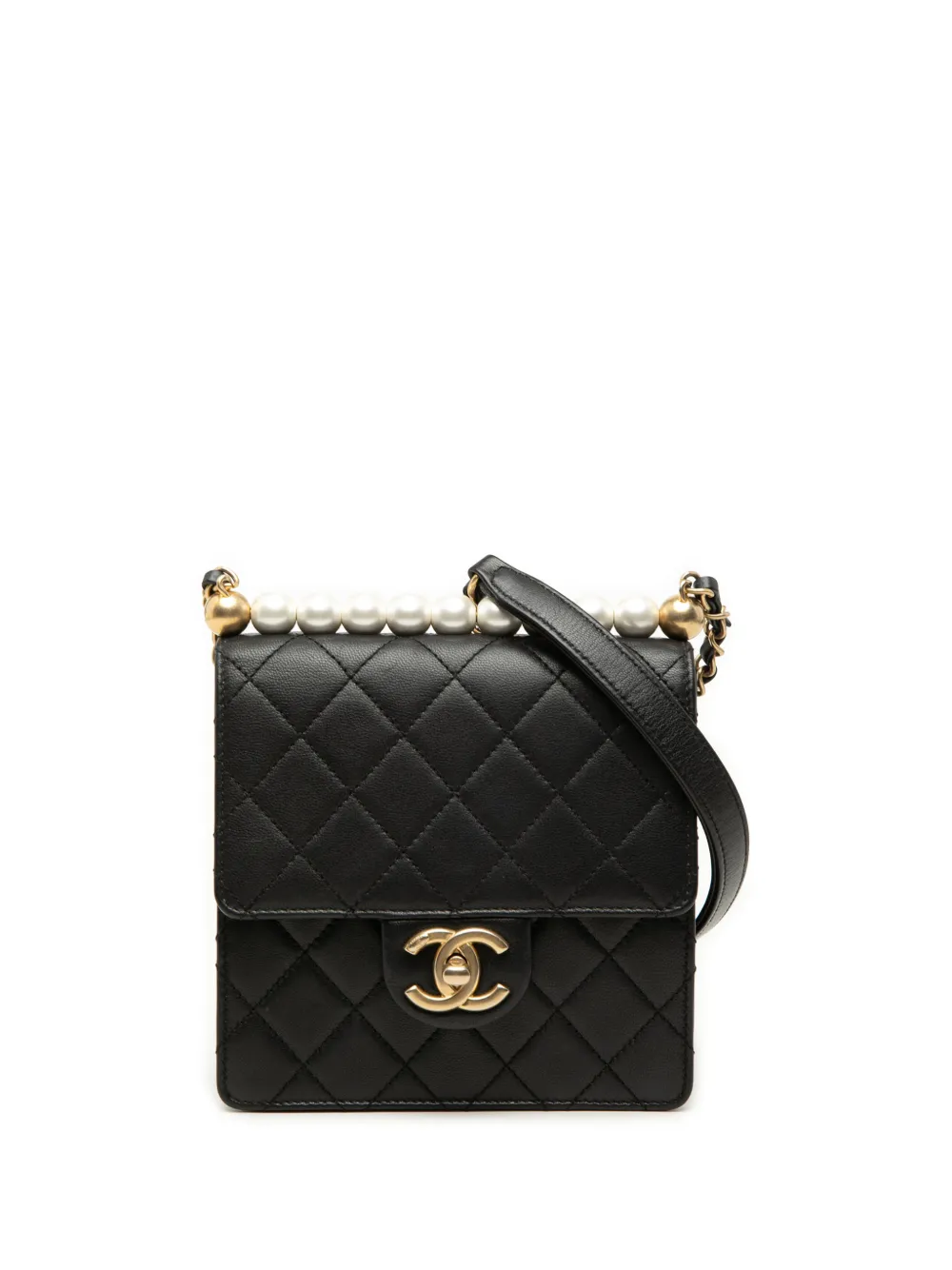 CHANEL Pre-Owned 2019 Small Lambskin Chic Pearls Flap crossbody bag - Black