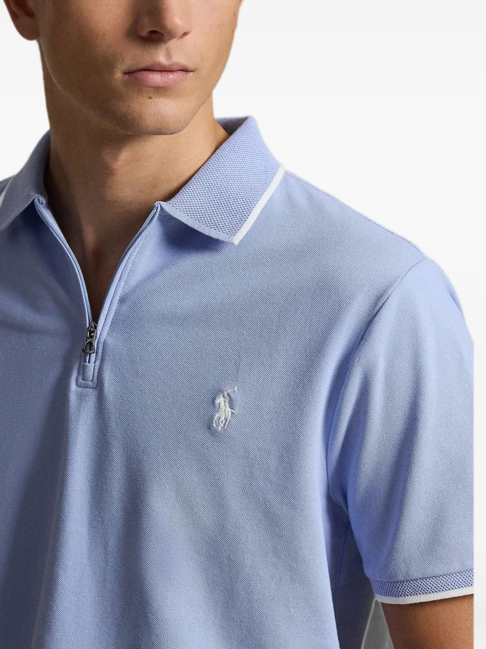 Polo Ralph Lauren Poloshirt met geborduurd logo en ritshals Blauw