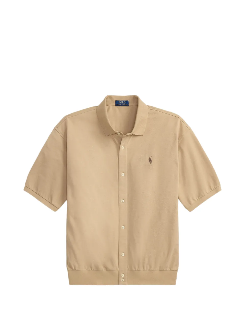Polo Ralph Lauren logo-embroidered ribbed-trim shirt - Toni neutri