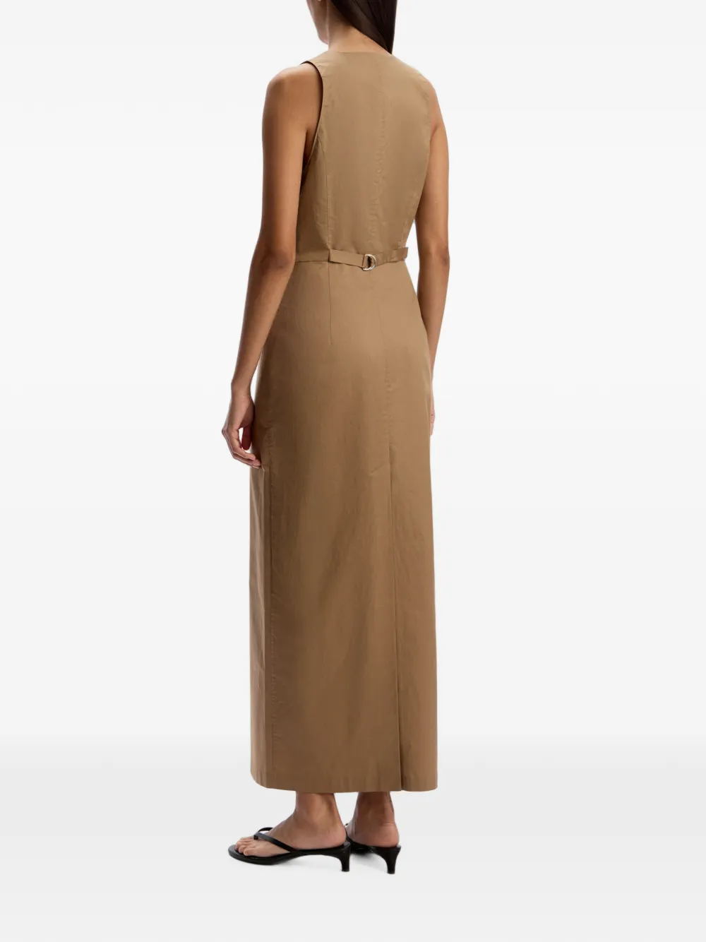 12 STOREEZ Mouwloze button-up maxi-jurk Beige