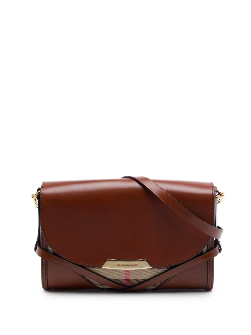 Burberry Pre-Owned Borsa a tracolla Bridle Abbott in pelle e tela con motivo House Check 2000-2017 - Marrone