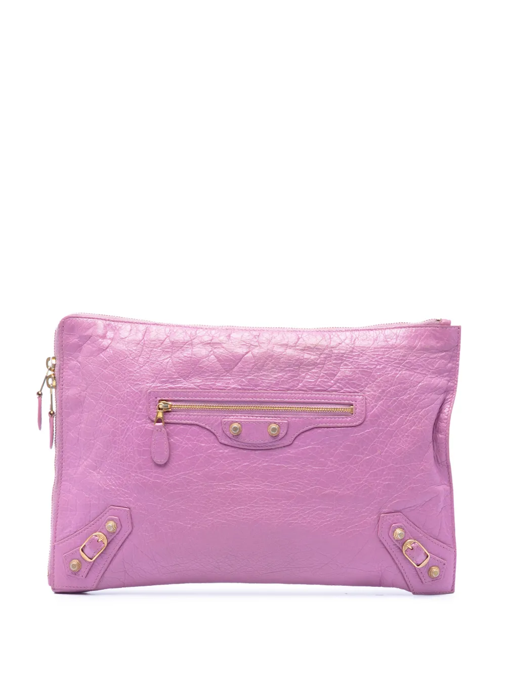 Balenciaga Pre-Owned 2015 Motocross Giant Clutch aus Lammleder 12cm - Rosa