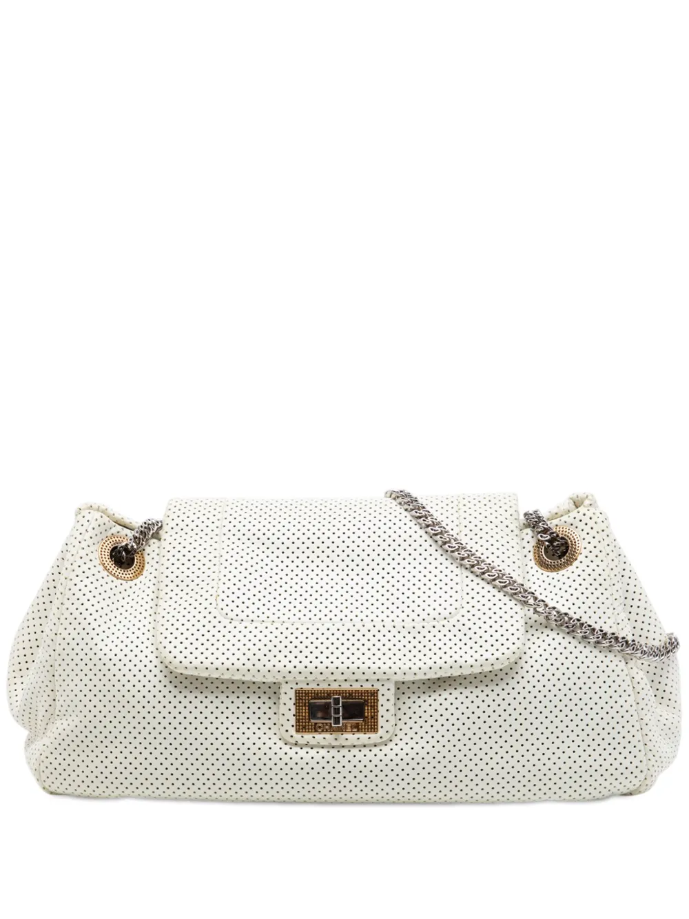 CHANEL Pre-Owned 2008-2009 Perforated Calfskin Reissue 2.55 East West Accordion Flap shoulder bag - White