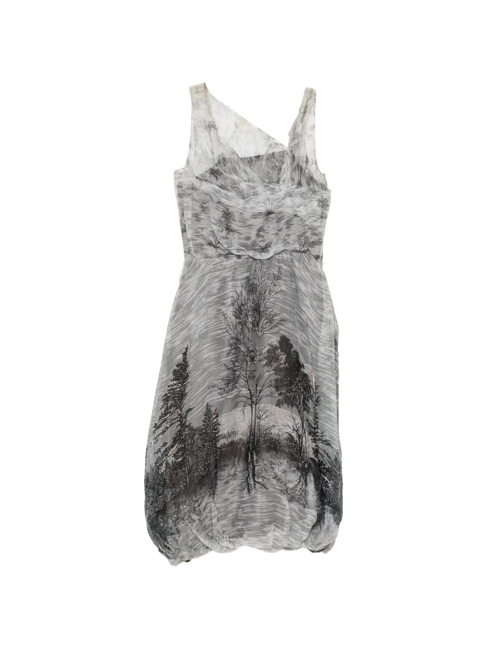 Pre-owned Marni 2004 Printed Midi Dress In Grey