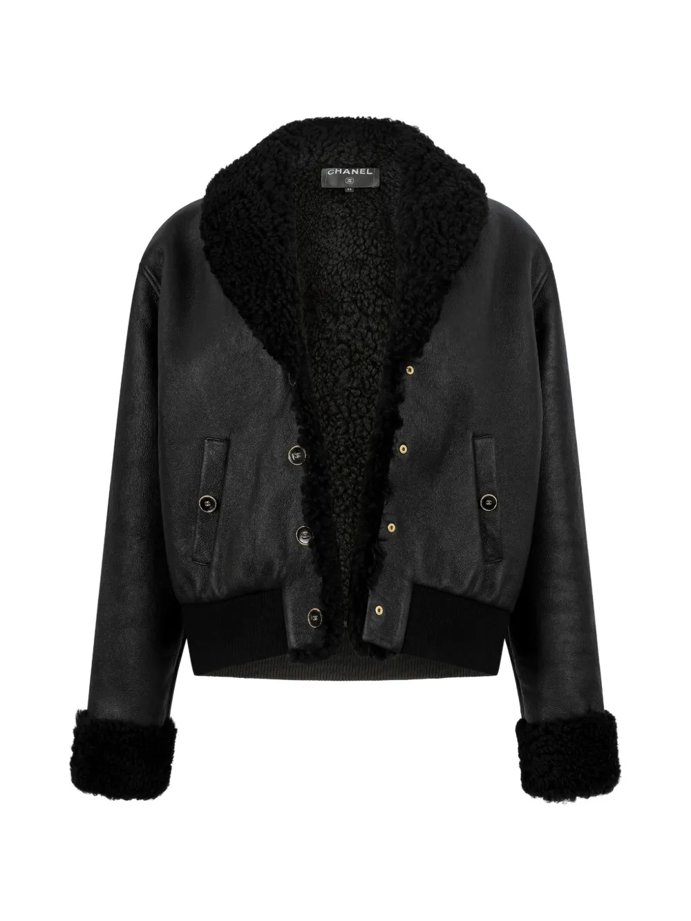 CHANEL Pre-Owned Bomber con bordo in shearling - Nero