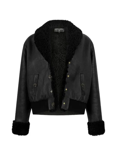 CHANEL Pre-Owned shearling-trim bomber jacket
