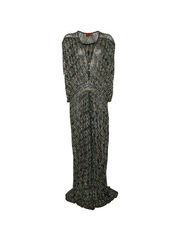 missoni dress black Pre-Owned zigzag-pattern Maxi | Extreme Cowl Neck Maxi summer sexy sundress Size:Medium Serves 15 while the shimmering textures