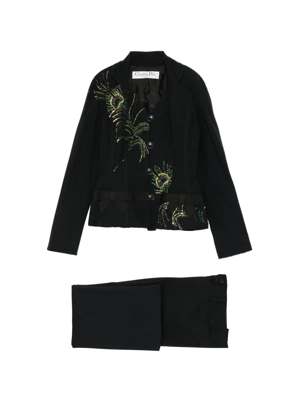 Christian Dior Pre-Owned peacock-embellished tailored suit - Nero