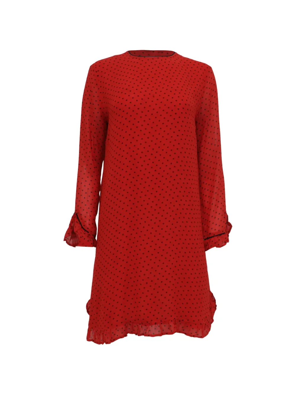 GANNI Polka dot-print ruffled dress - Rosso