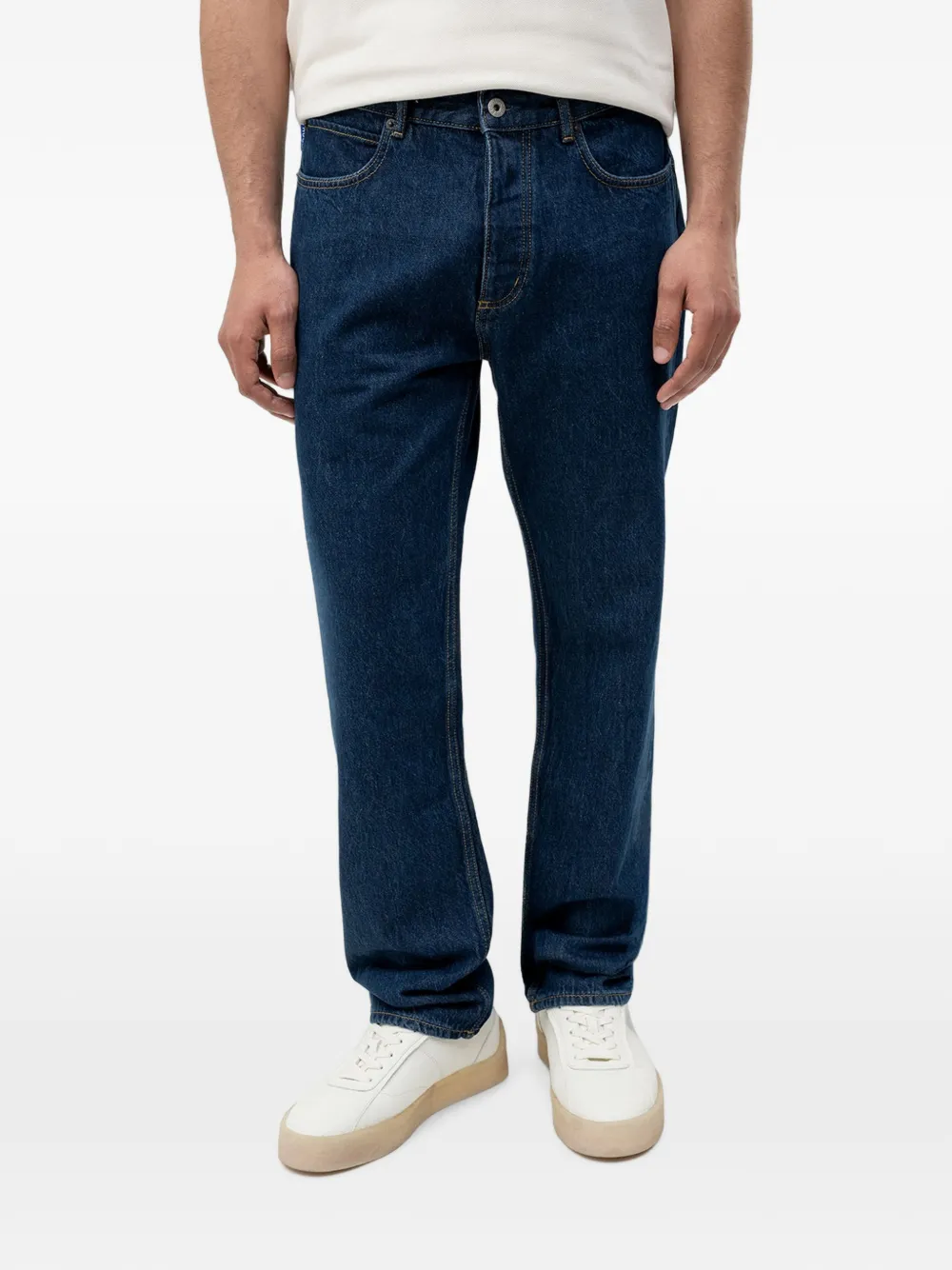 HUGO Jonah straight jeans met logo-patch Blauw