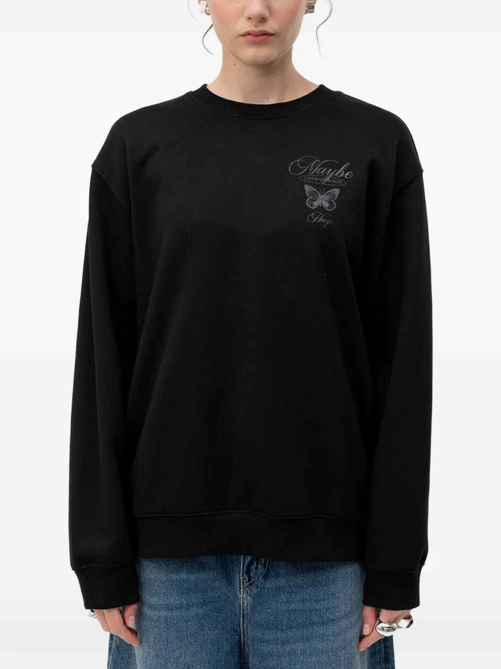 HUGO butterfly-print sweatshirt - Nero