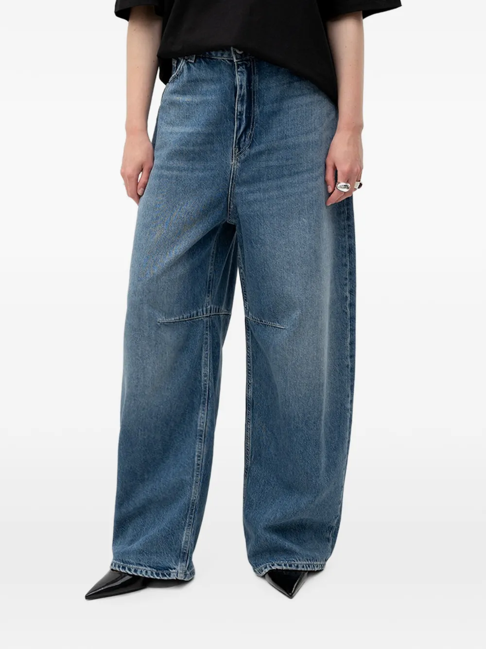 HUGO logo-patch wide-leg jeans - Blu