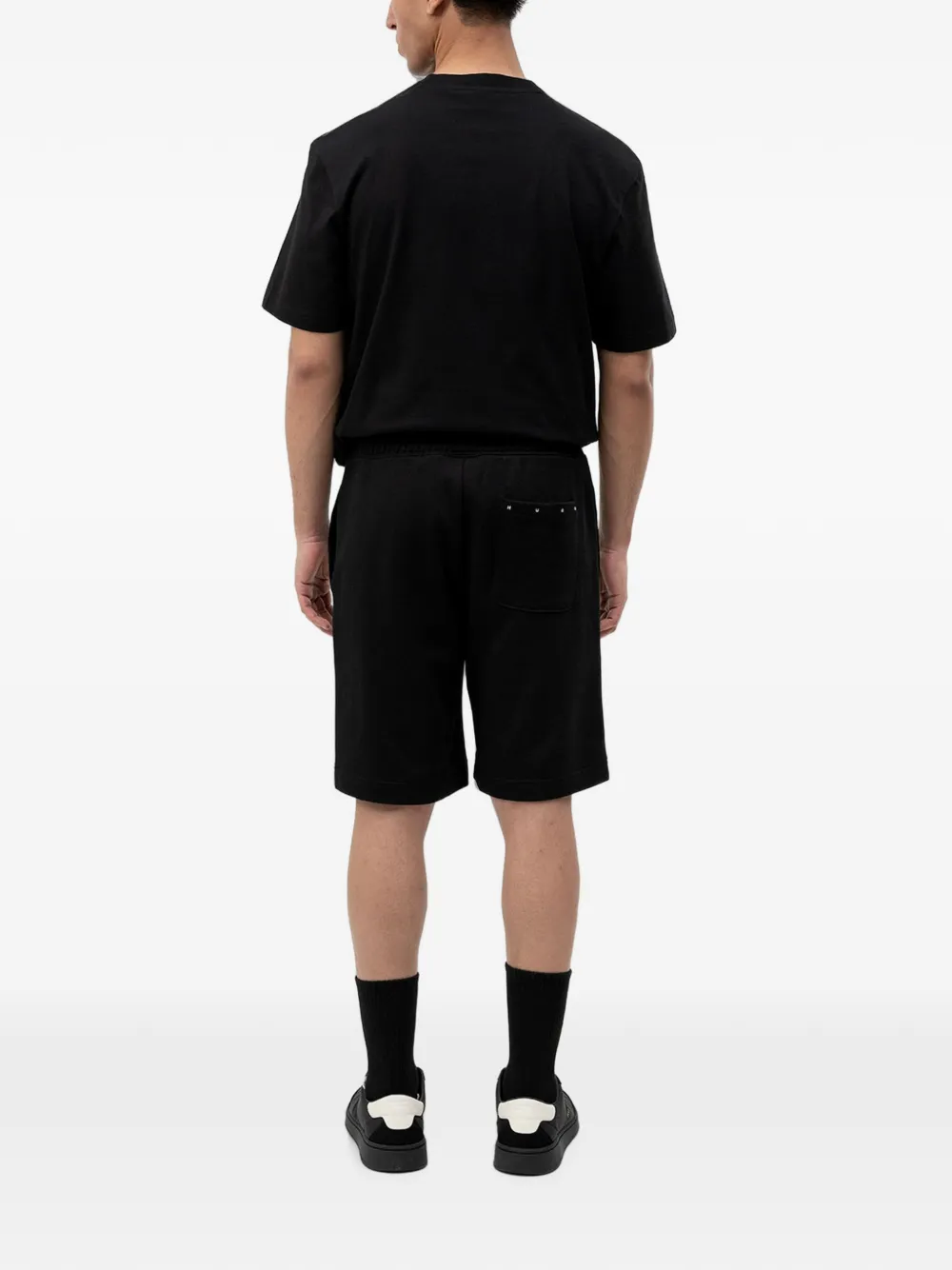 HUGO Darispan badstof shorts met patch Zwart