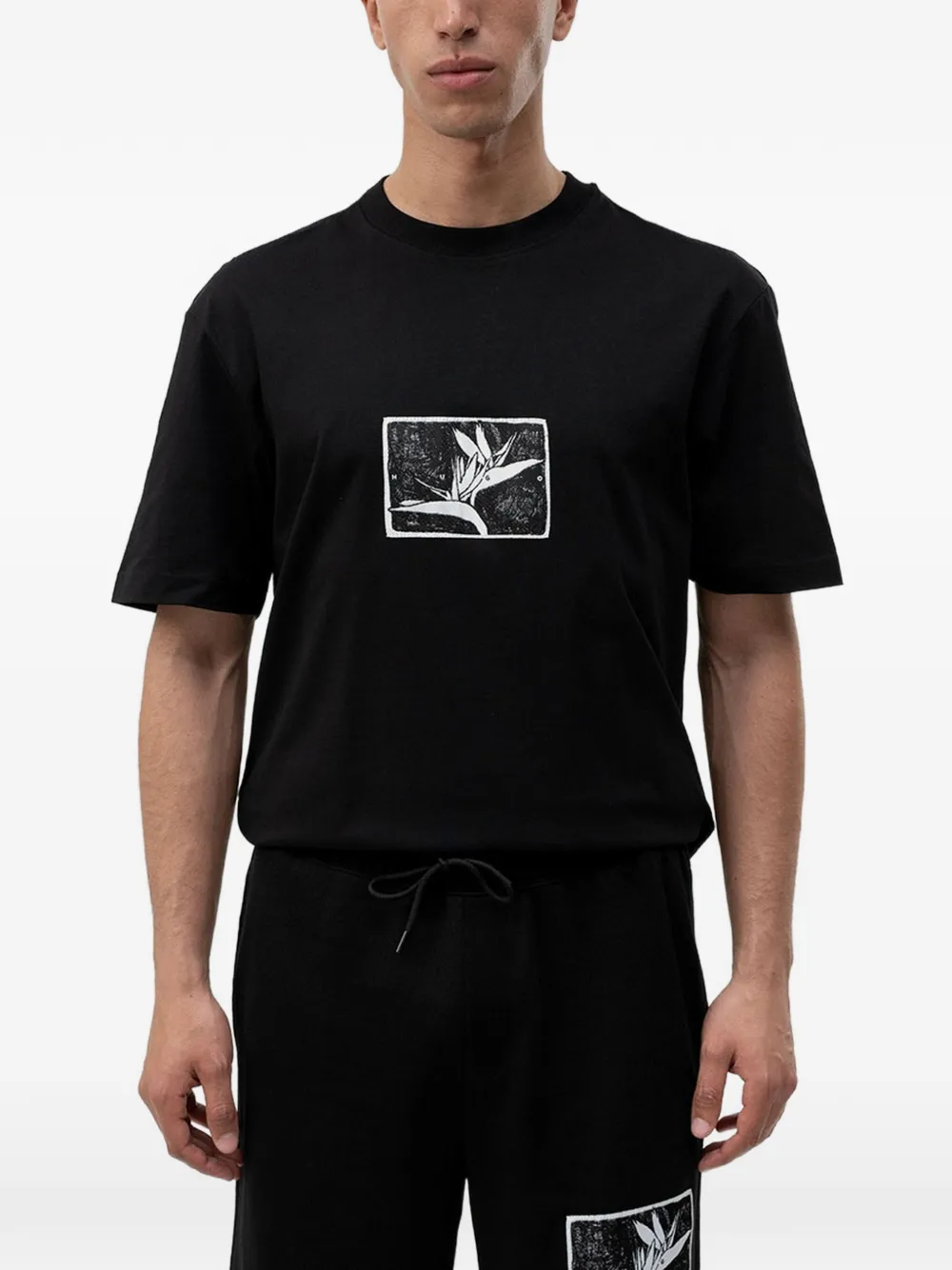 HUGO Darispan badstof shorts met patch Zwart