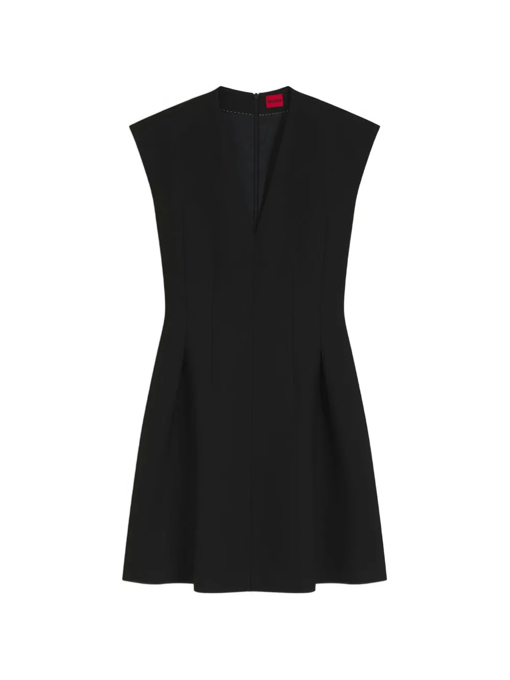 Hugo Boss Kaytra Cap-sleeve Dress With Pleat Details In Black