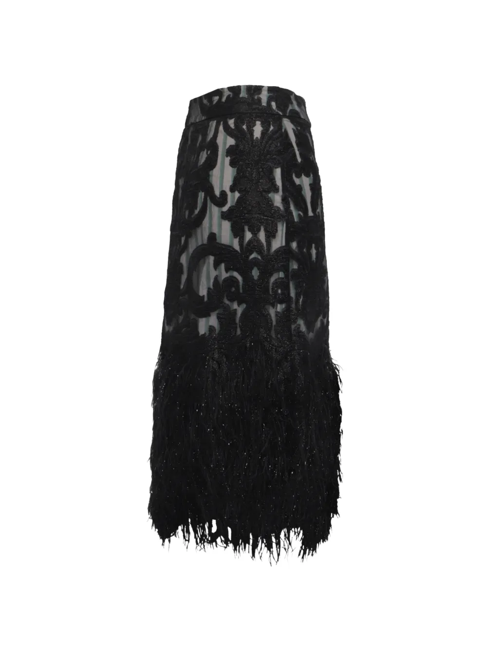 GANNI striped feather-trim skirts - Nero